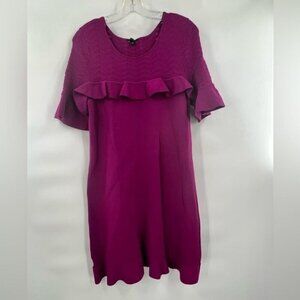Ann Taylor purple knit sweater dress ruffle detail size M